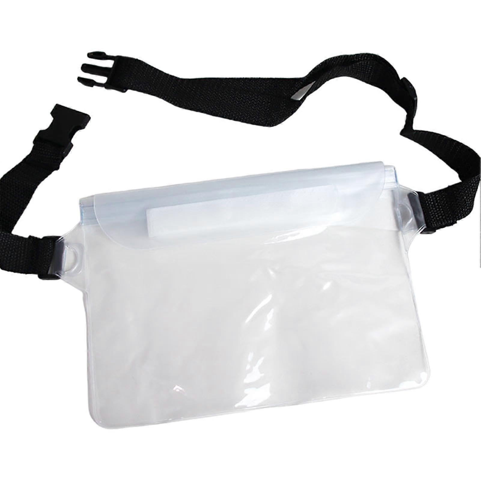 Waterproof Waist Bag for Swimming and Boating, Adjustable Belt, White, Durable Material, Ideal for Snorkeling and Kayaking