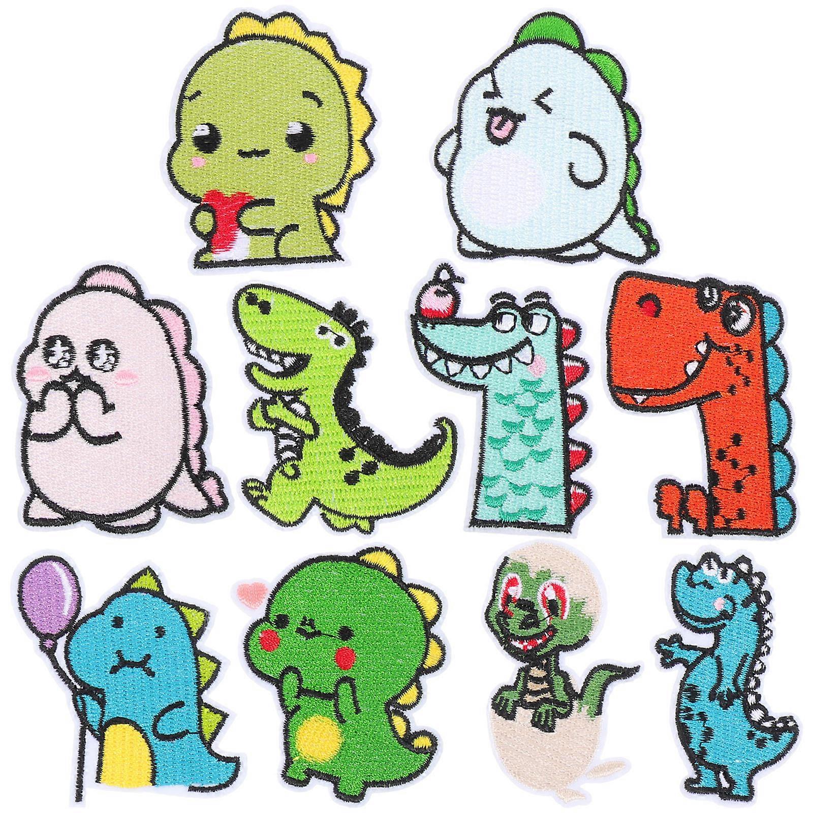 Dinosaur Shaped Sewing Patches Cartoon Dinosaur Shapes Clothes Decorating 6.3X5.5X0.1CM Polyester 10Pcs