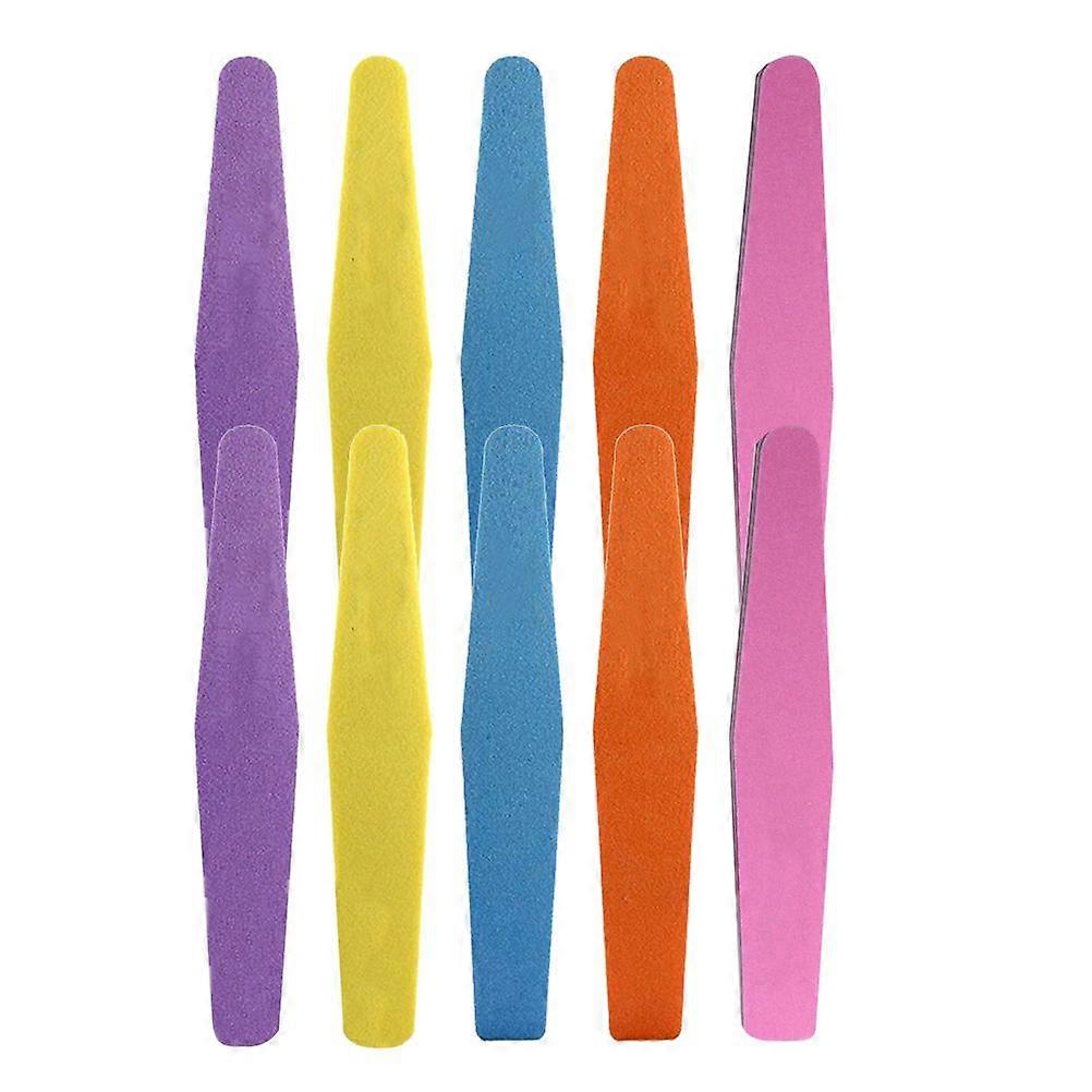 10Pcs Rhombus Shaped Nail Sandpaper File Sponge File Grinding Bar Nail Buffer Nail Polisher (Random Color)