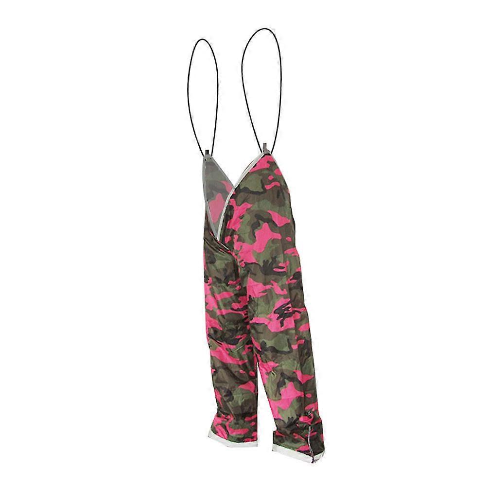 Camo Rain Pants Waterproof Trousers for Fishing Hiking Biking Jogging Boating Hunting Rose Red Camouflage Color 1Pcs