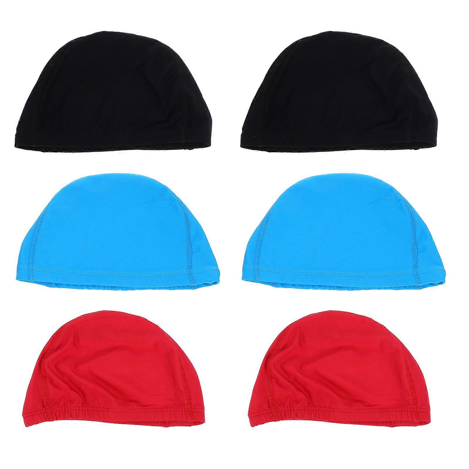 6pcs Nylon Swim Caps for Adults – Elastic, Comfortable, Durable Design for Men and Women, Ideal for Recreational and Competitive Swimming