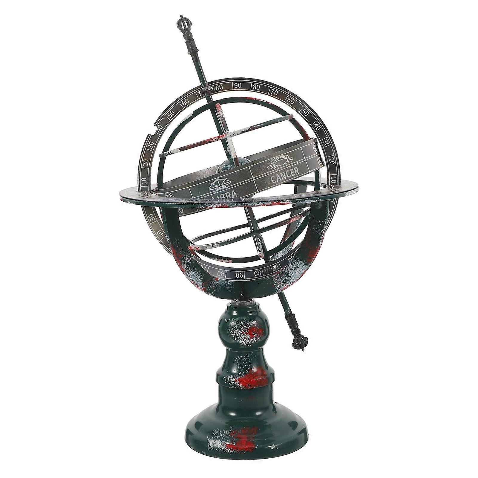 Rotating Iron Globe for Decoration Vintage Small Tabletop Globe Ornament