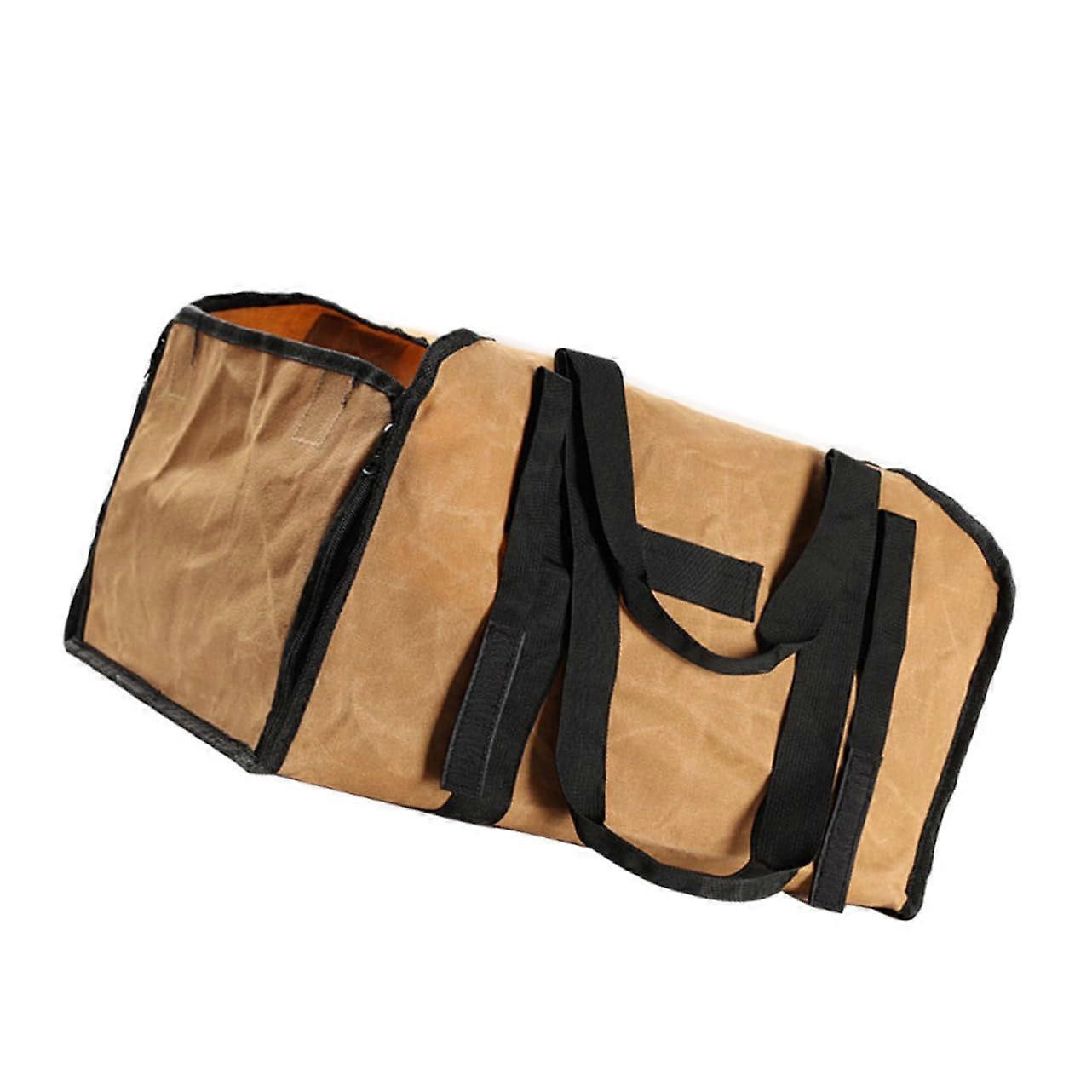 1 piece carrying bag for wearresistant transport container for wood for camping and home with practical design and double handles khaki and durable