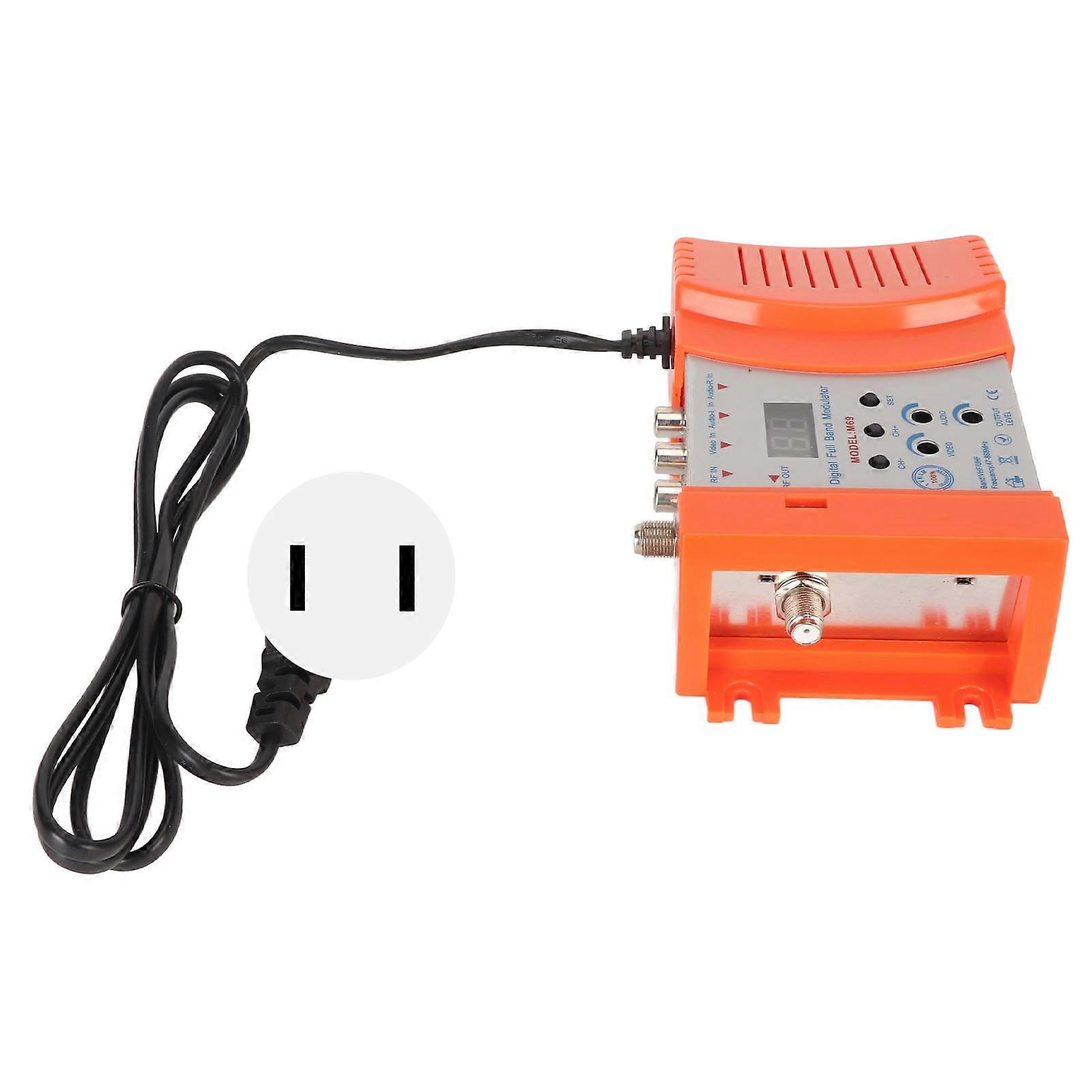 AV to RF Modulator Compatible VHF UHF PAL NTSC TV Link Modulator with Digital Display for Set-Top Boxes 90-240V US Plug