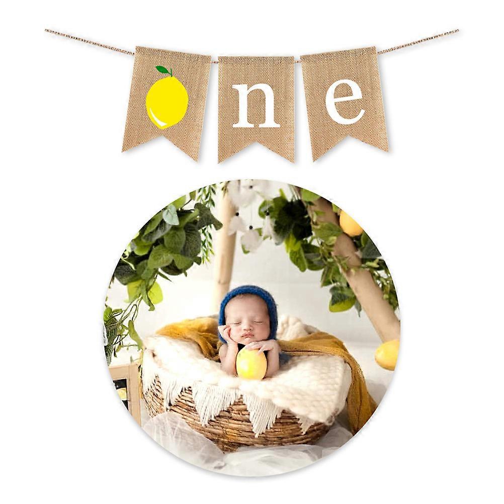 Lemon Hanging Garland Burlap Banner For Kid First Birthday Party Decorations 1Pack