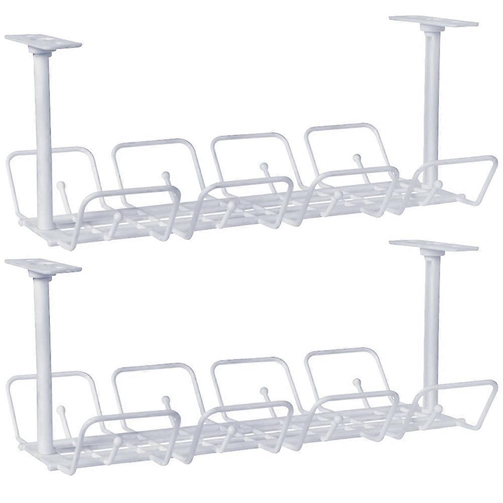 Desk Cable Organizer Under Desk Wire Management Rack Rectangular Shape 11.8X6.7X5.1in 2Pcs