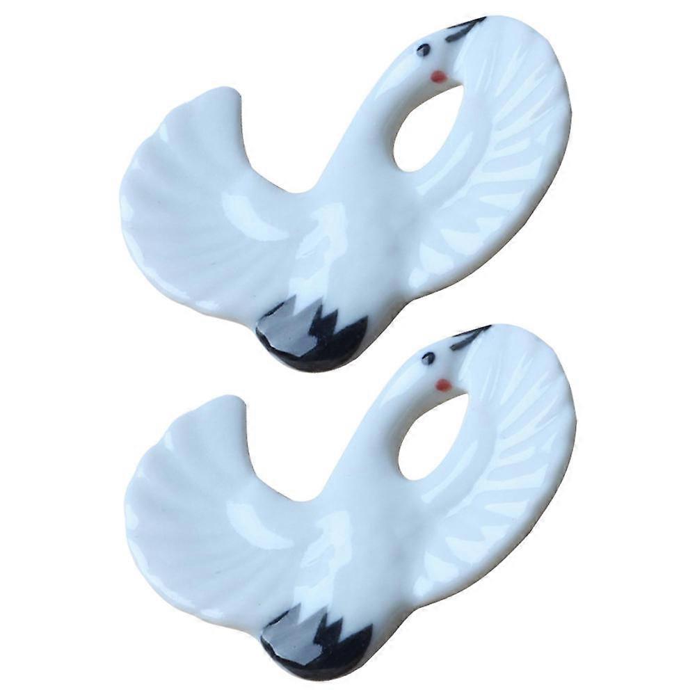 Ceramic Chopstick Rests Red-Crowned Crane Shaped Elegant Tableware Accessory White 4.7X4.1X0.8CM Holding Chopsticks 1 Pair