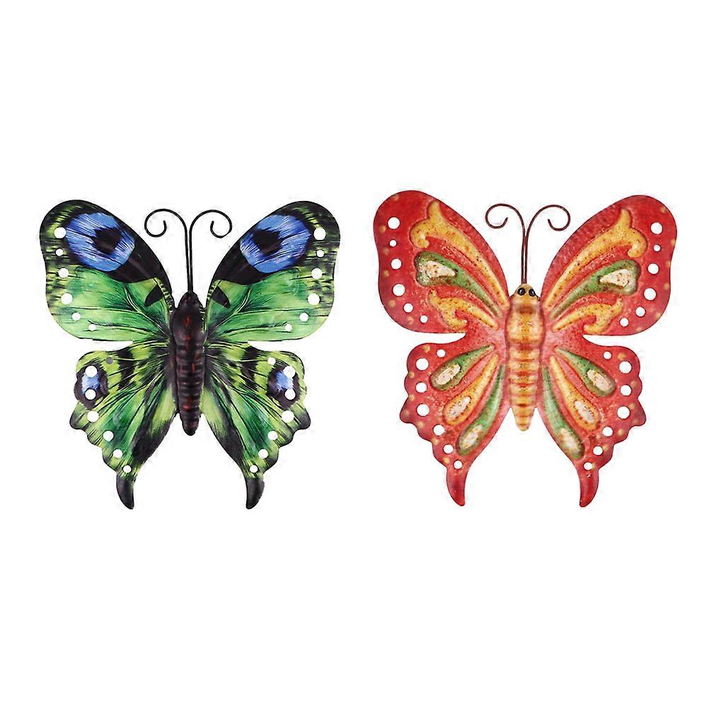 Butterfly Ornaments Stylish Butterflies Decor Wall Hanging Decorations Green 2Pcs