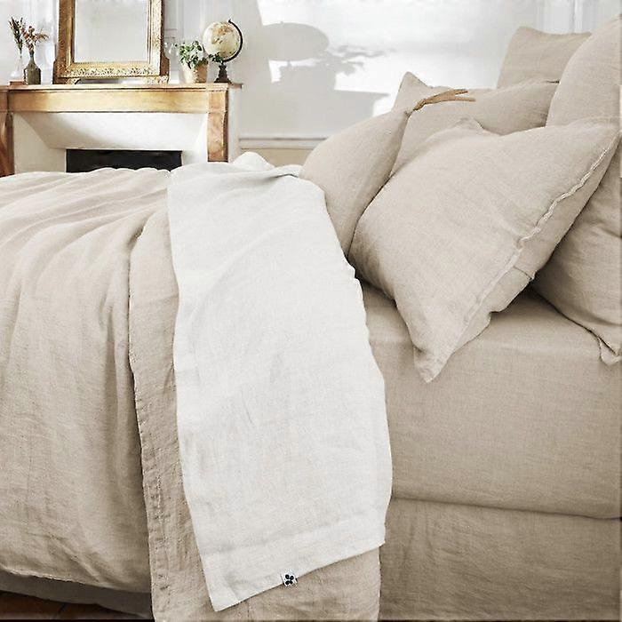 Leffet papillon Soline flat sheet all sizes Washed linen - Soline Craie - 240 x 300 cm for double be