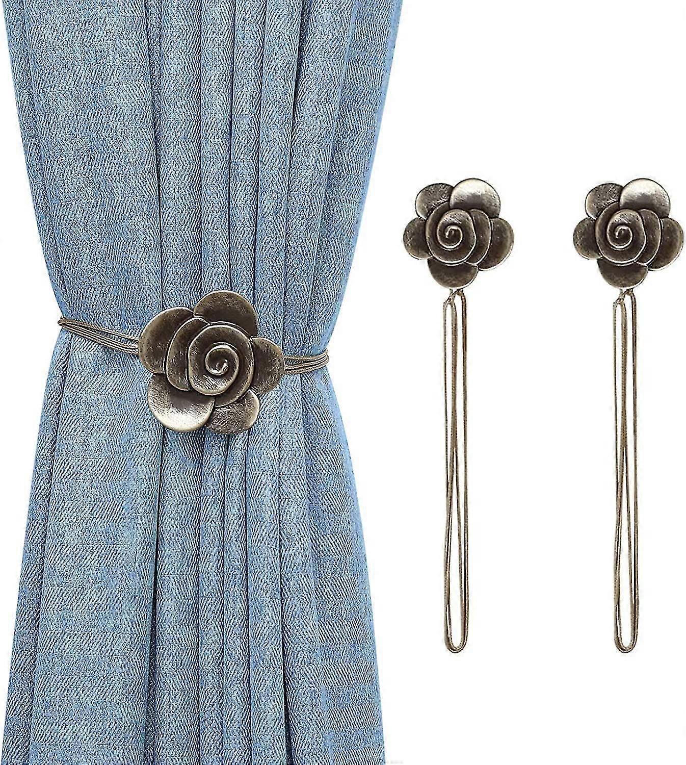 Suitable for Certain Brands Magnetic Curtain Tiebacks in Resin, Retro Design, No Drilling Needed, 1 Pair of Curtain Holdbacks