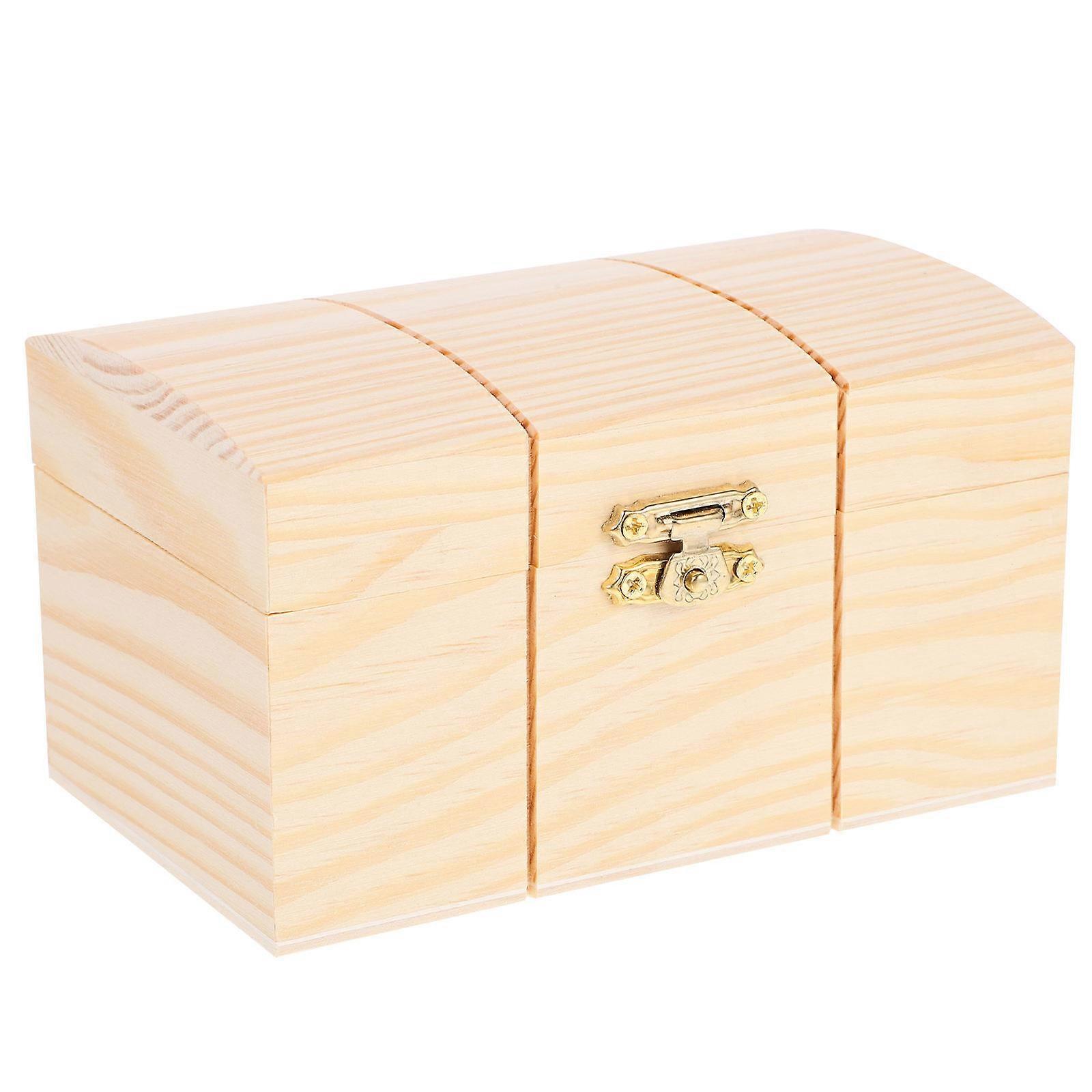 Trinket Box With Lid Wood Jewelry Box Unfinished Design Desktop Organization Portable Jewelry Organizer 1Set