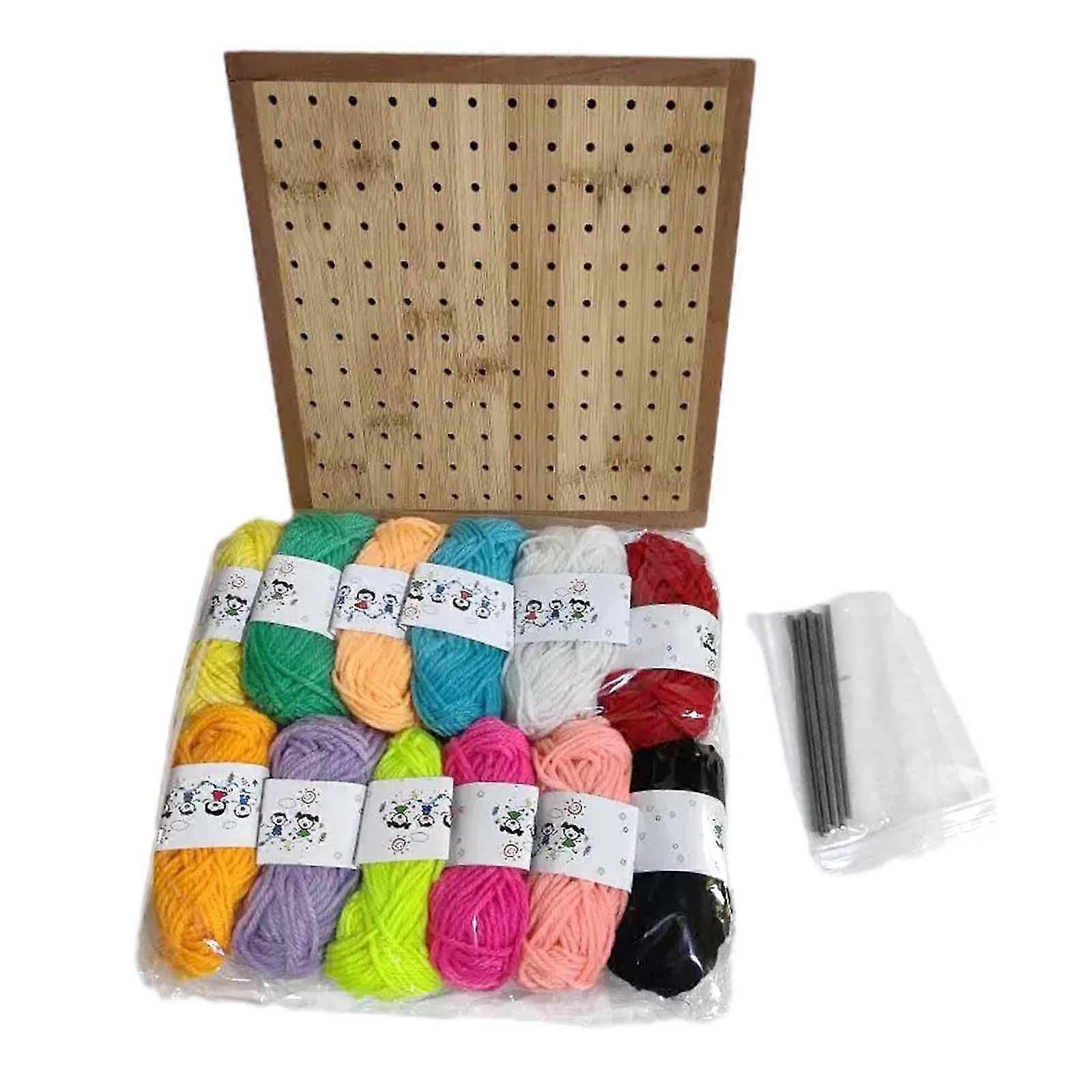 Crochet Blocking Board Hole Board with 8 Steel Rod Pins Square Crochet Board