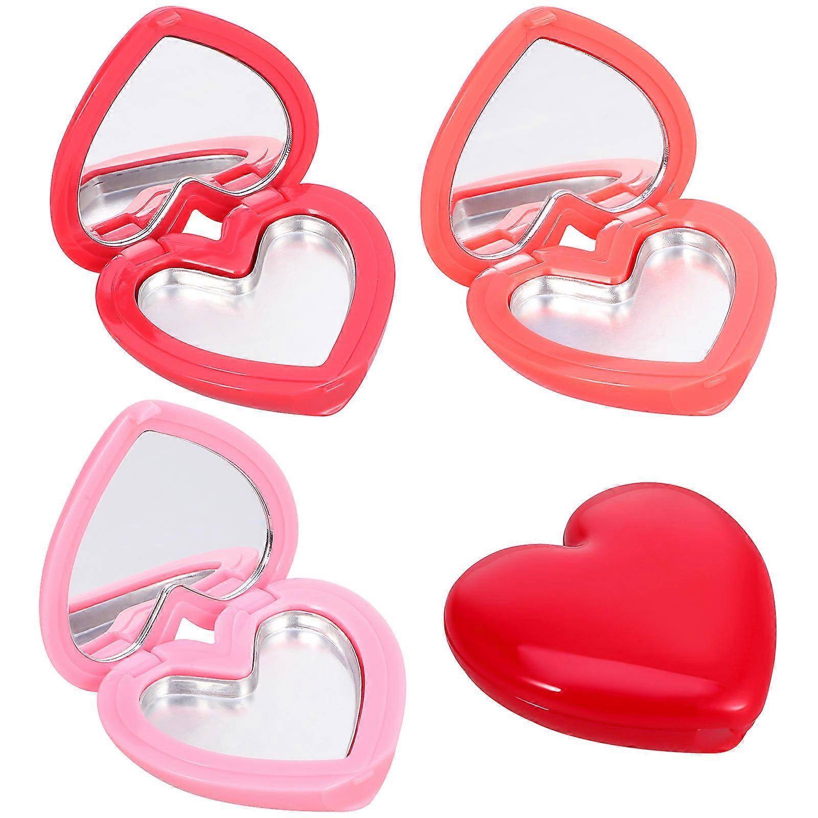 Empty Box Eye Shadow Box Heart Shaped Lipstick Container Bright Red Daily Use 4Pcs