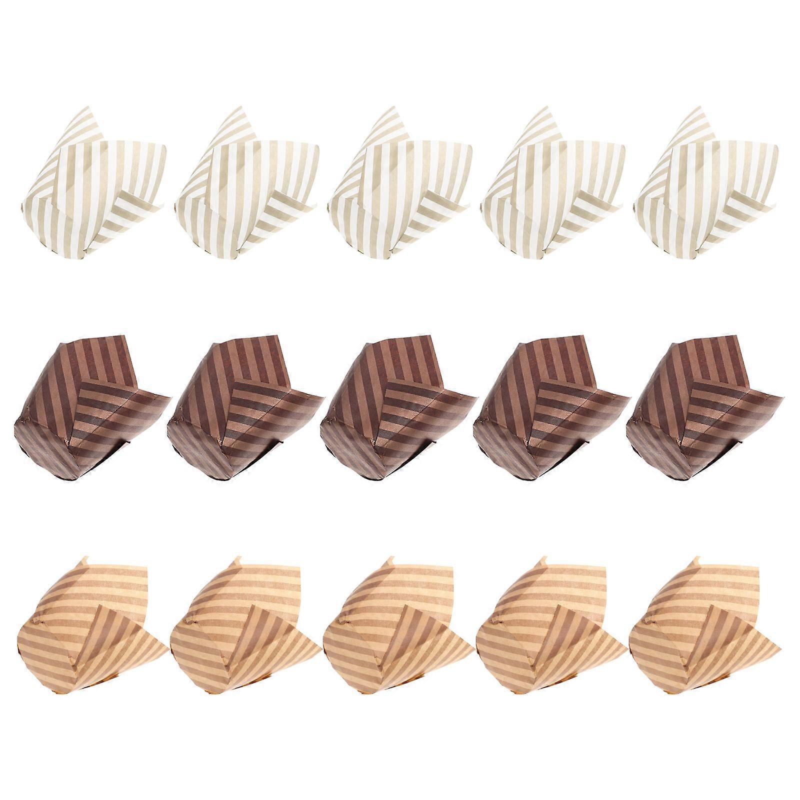Flower Shaped Cupcake Baking Liners, High Temperature Resistant Muffin Cases for Cakes and Treats, Deep Brown & Light Brown Stripes, Greaseproof,