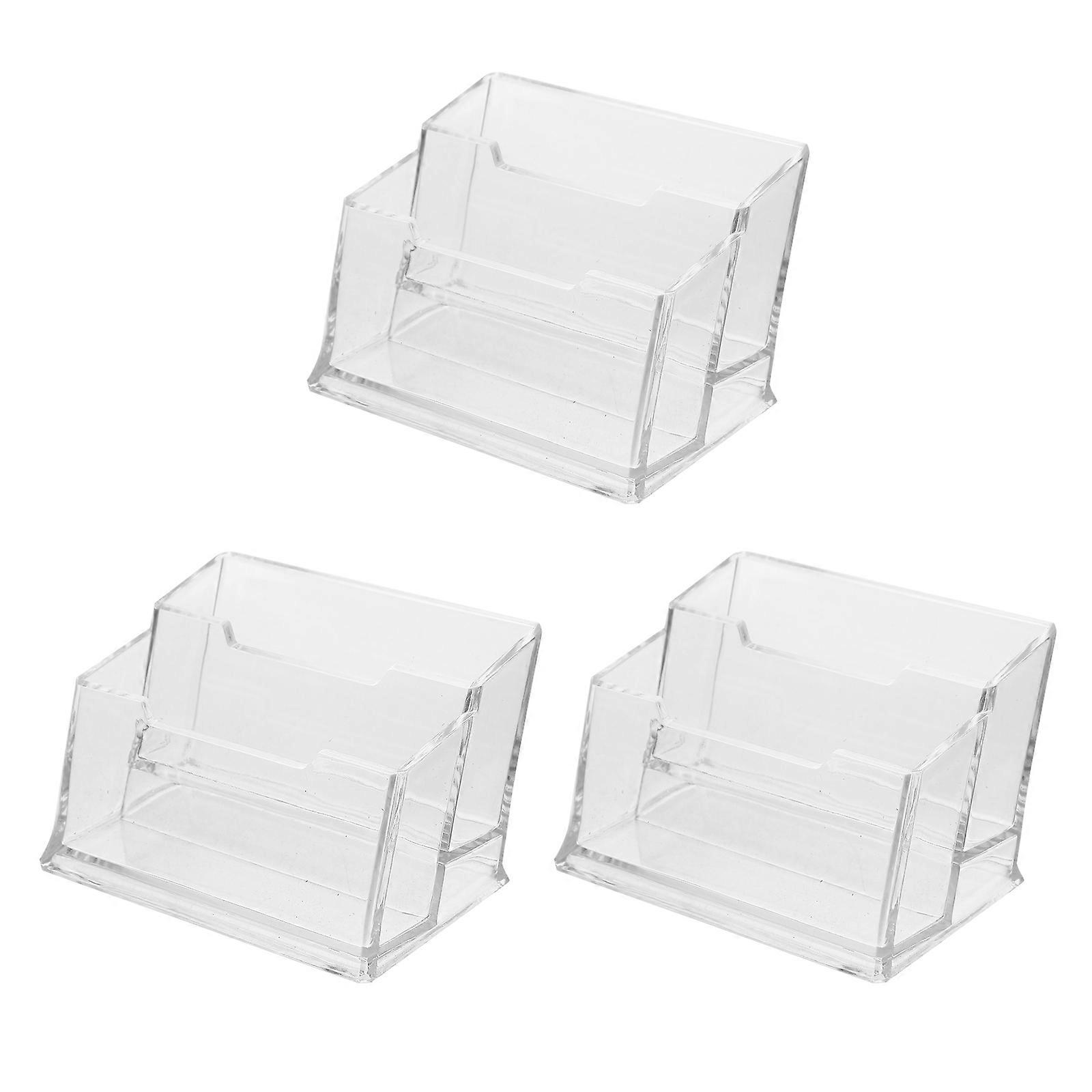 Plastic Business Card Stand Desktop Organization Rectangular Shape Simple Design Business Meetings 4.3X2.6X2.8in 3Set