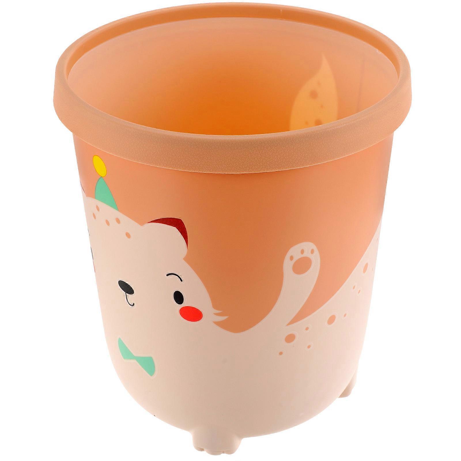 Trash Bin Kitchen Garbage Bucket Simple Style Round Pink 9.8X8.5X8.5in Storage 1Pack