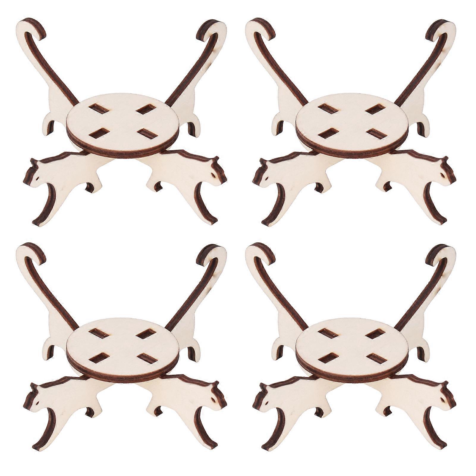 4Set Flower Pot Holder Rack Cat Shape Composite Wood Creativity Loveliness Simple Modern Indoor Plant Holder