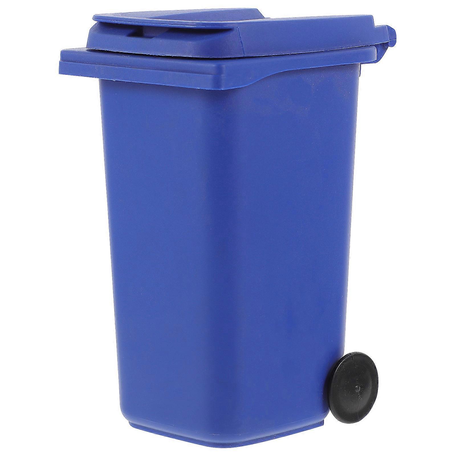 Desktop Waste Bucket Multi Function Blue Plastic Odor Prevention 1Set