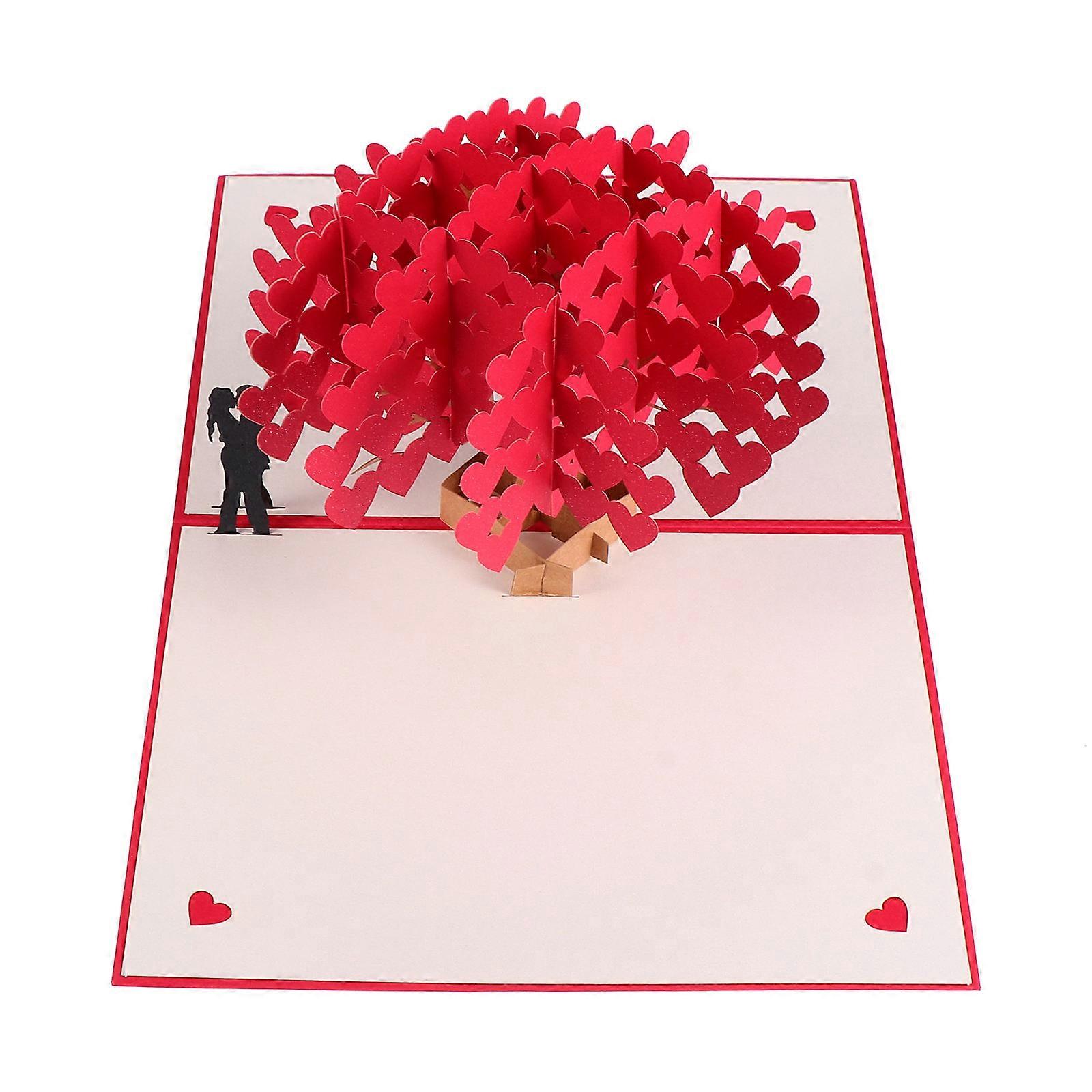 Valentine's Day Greeting Card 3D Heart Tree Design Romantic Style 20x15cm White Paper For Couples 1Pc