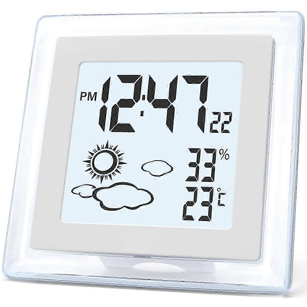 Digital Battery Operated Alarm Clock with Auto Backlight, Indoor Temperature Humidity, 12/24H, Date, Edition 0630