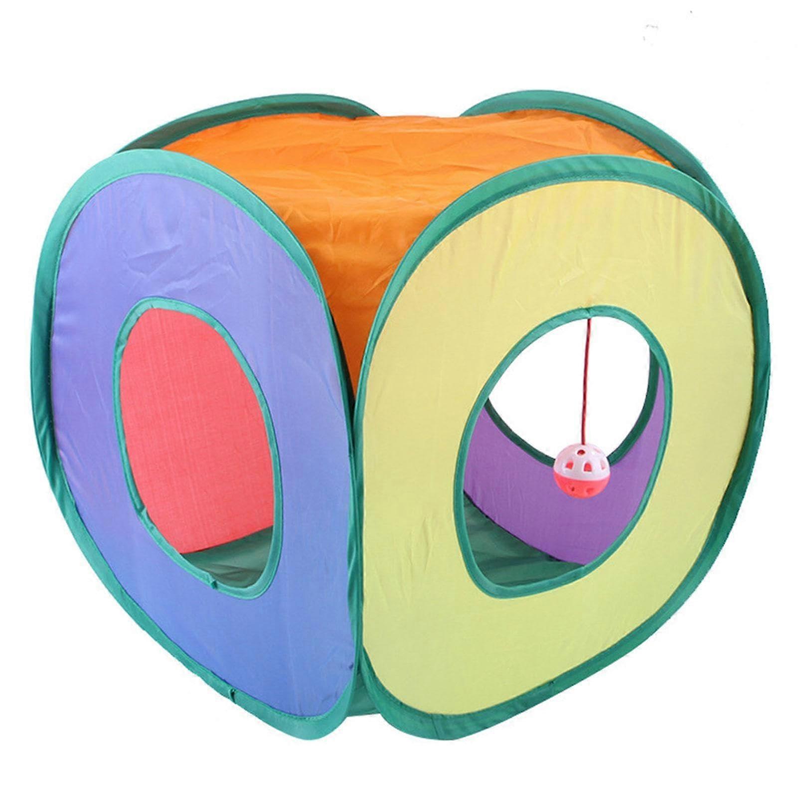 Foldable Rainbow Cat Tunnel Cat Teepee Hide Tent Toy for Cats, Kittens