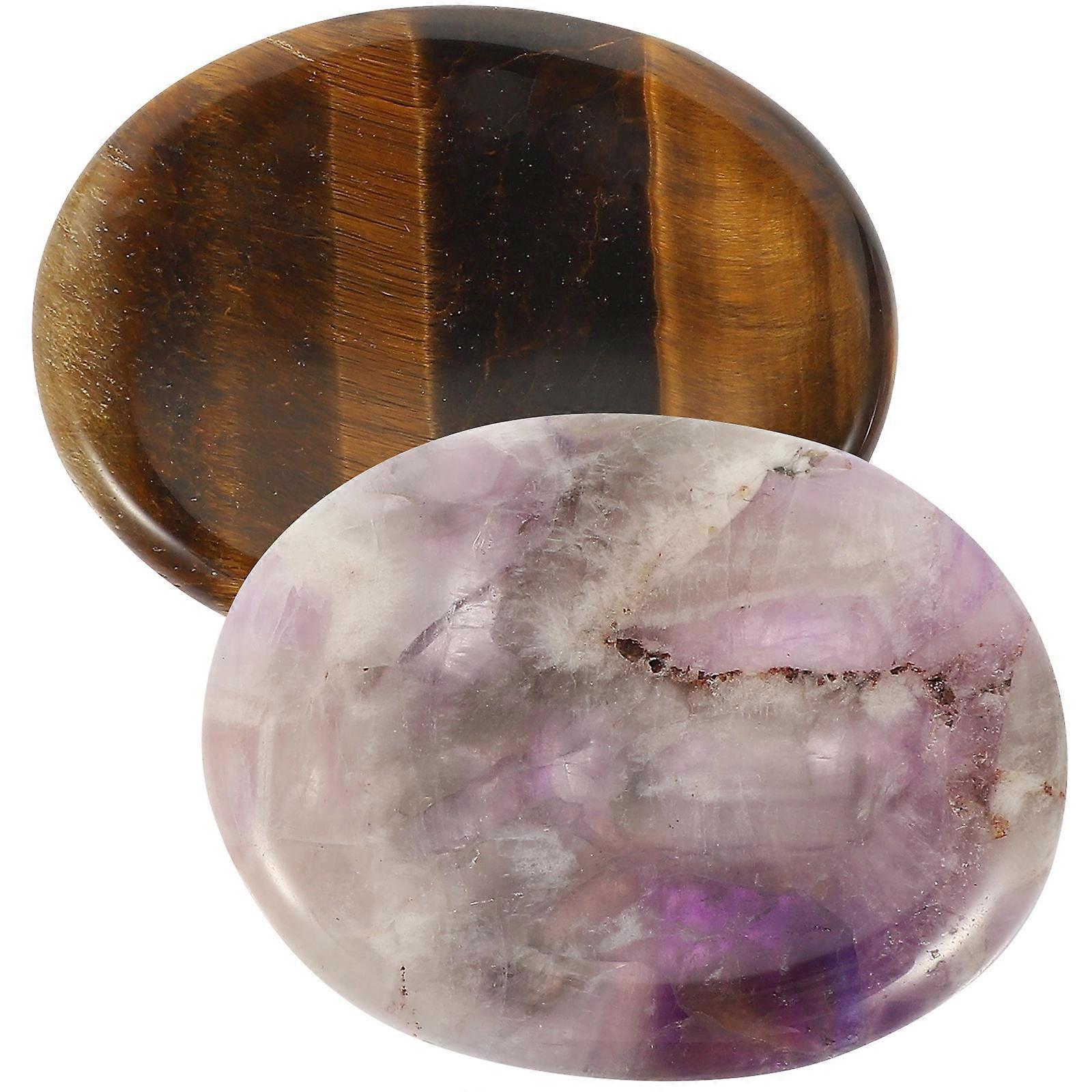 Natural Thumb Stones 2pcs Mini Massage Stones for Home Decor with Positive Energy