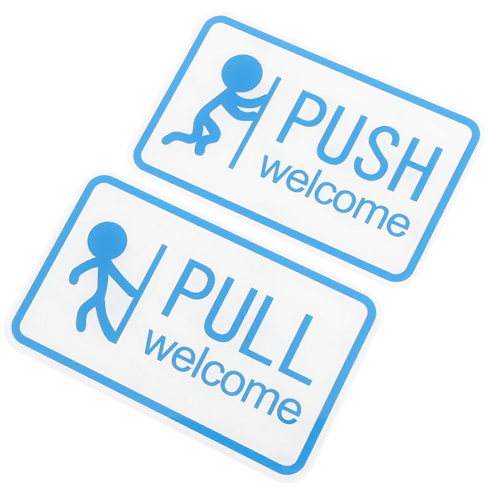 Door Pull Push Indication Sign for Office and Store Use Sky-Blue Color 12x8CM Acrylic Material 2Pcs
