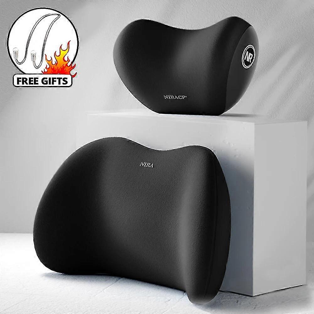 2Pcs Universal Car Neck Headrest Pillow Support Cushion Travel Guard Memory Foam Lumbar Pillow