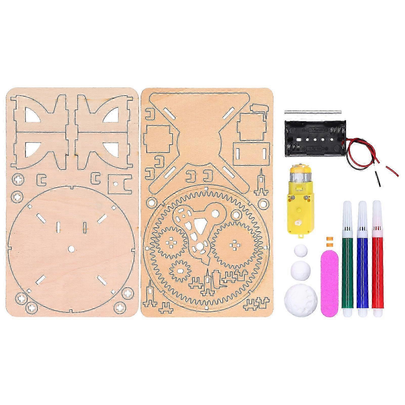 Solar System Wooden Model with Sun, Earth, and Moon - Educational Toy for Astronomy Puzzle Teaching