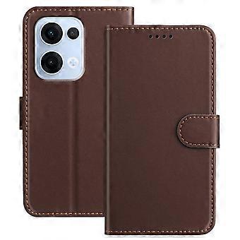 TKdaddy För Oppo Reno13 5G (Global) Läderfodral Plånboksstativ Solid färg Anti Drop Telefonskydd Brun