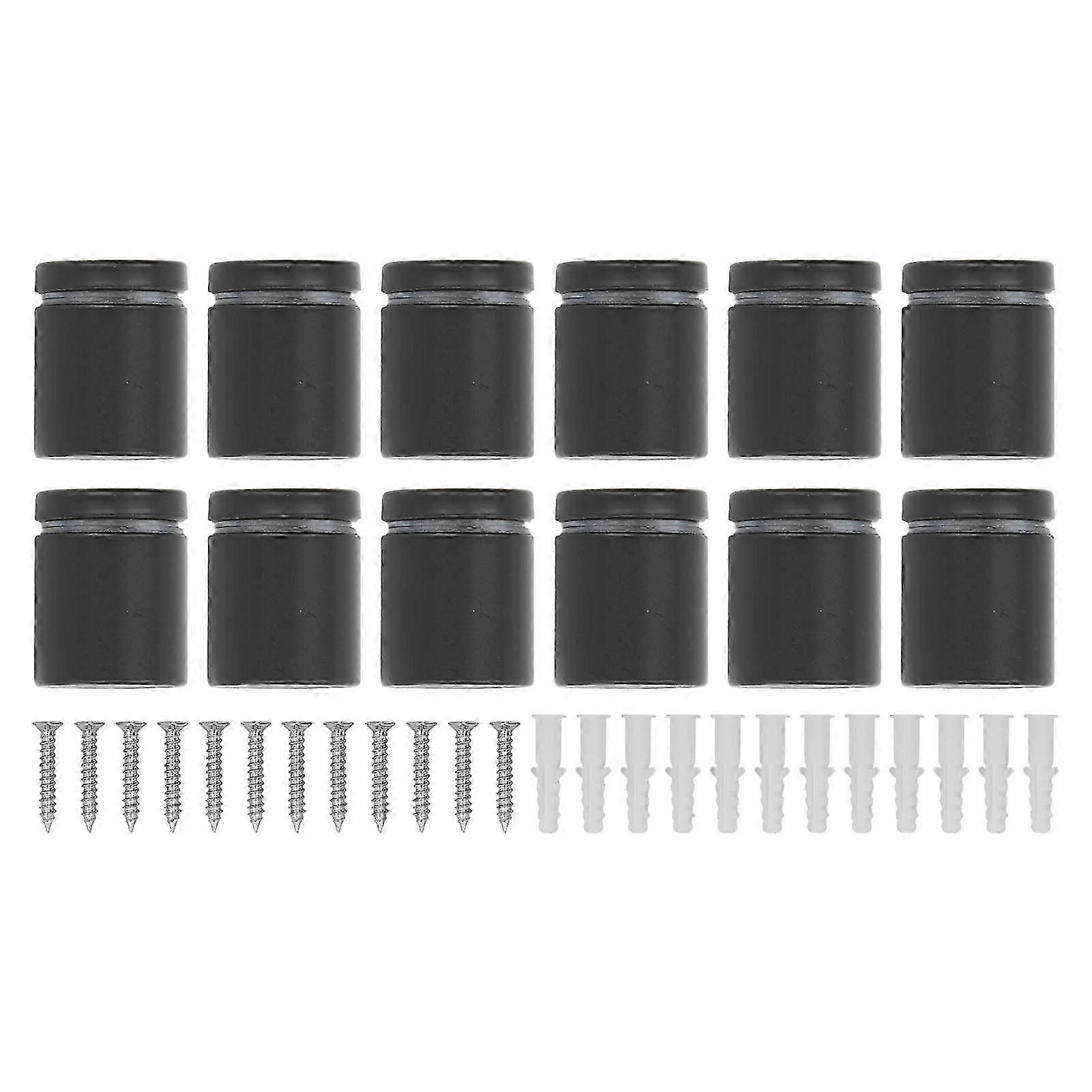 12PCS Matte Black Standoff Screws with Polished Surface for Gallery Use