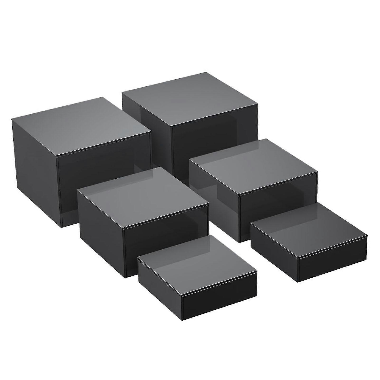 6Pcs Acrylic Riser Display Stands for Food and Dessert Buffets, Black Food Display Risers for Event Tables
