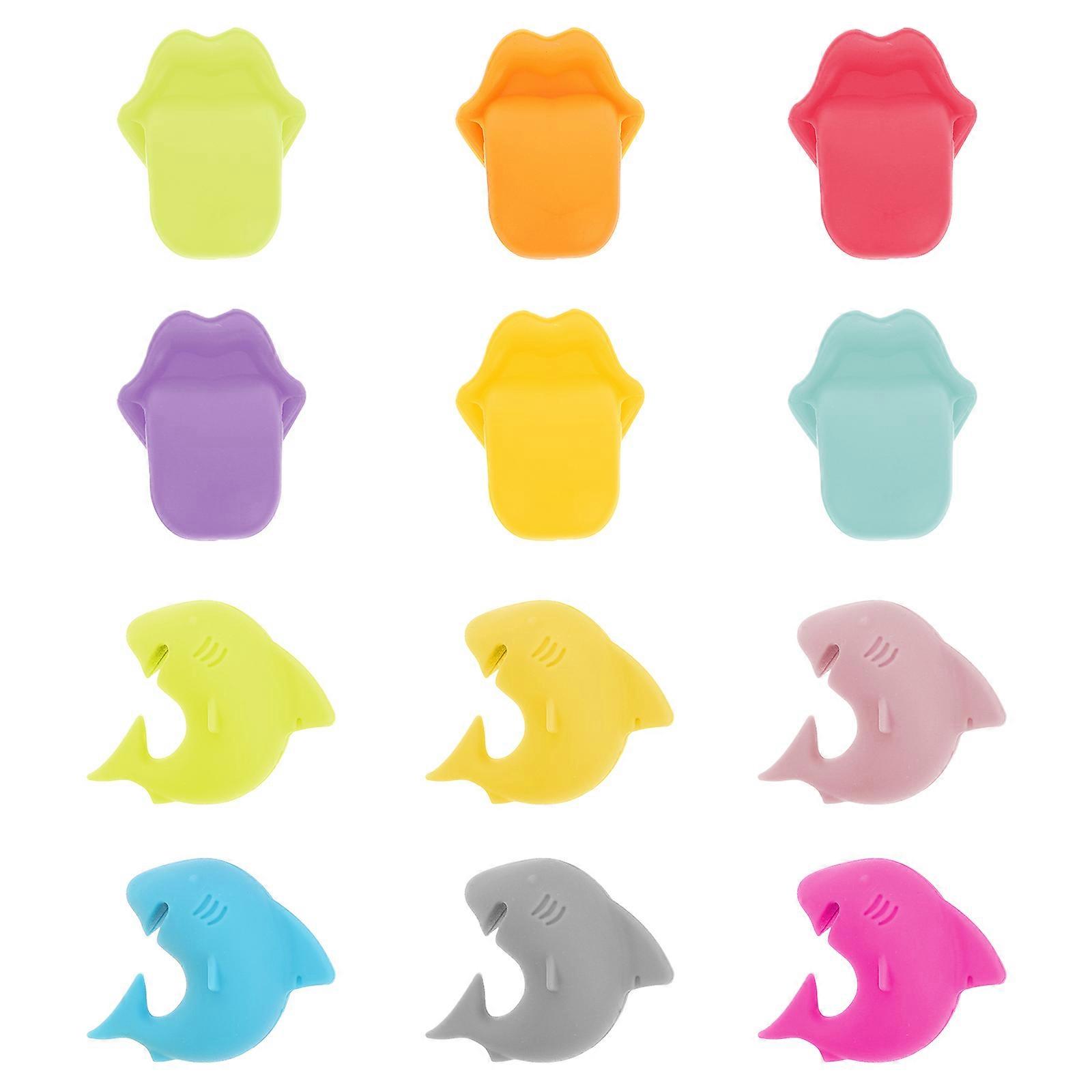 12Pcs Silicone Funny Design Wine Cup Markers Cup Identifiers (Assorted Color)