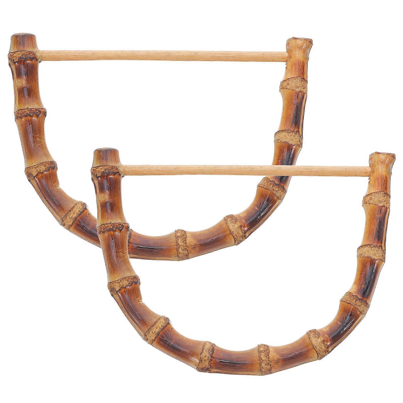 Bamboo D Type Handles for Handbags 2pcs DIY Replacement Bag Accessories for Clutches & Purses