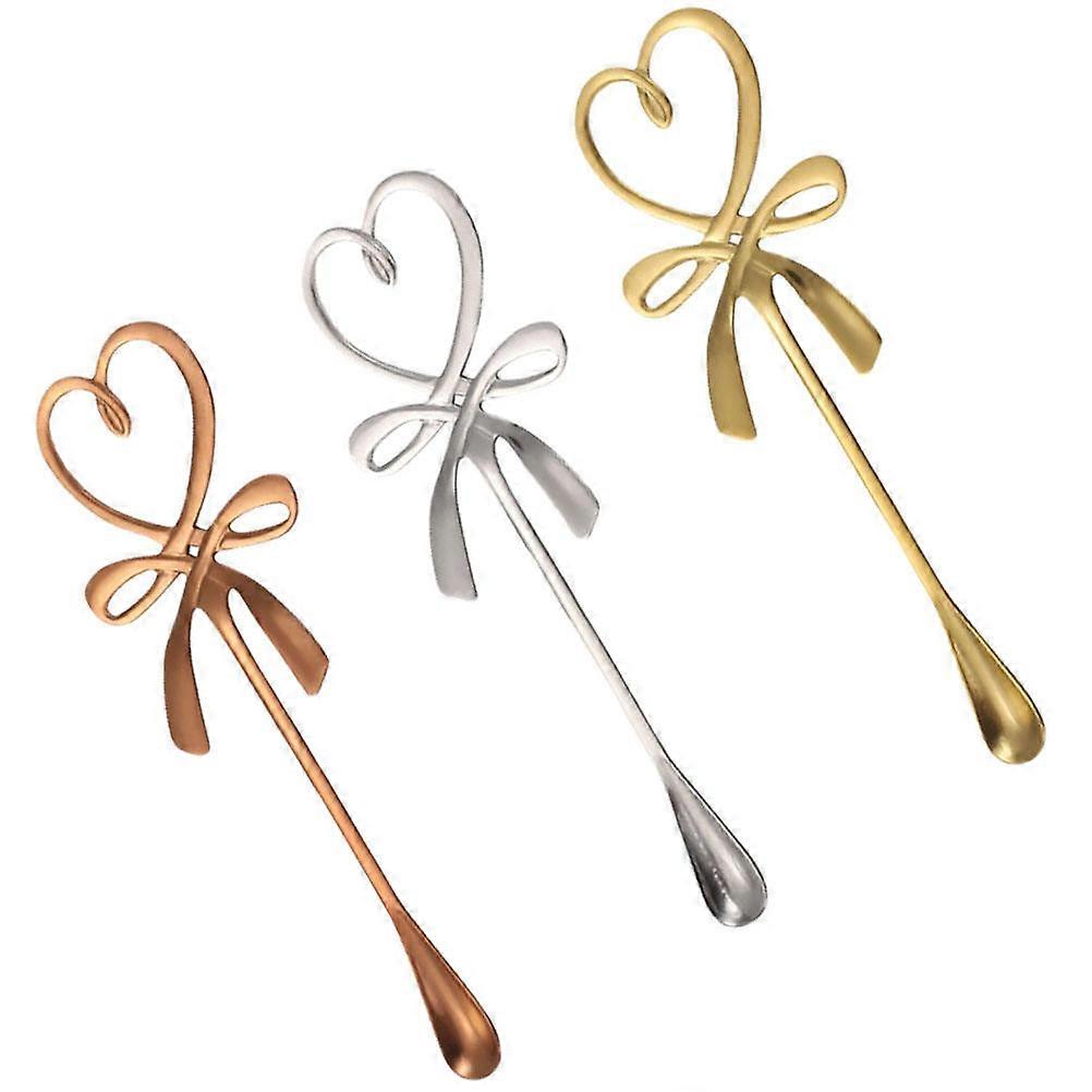 Creative Bowknot Spoon Stainless Spoon For Office Use 3Pcs Silver