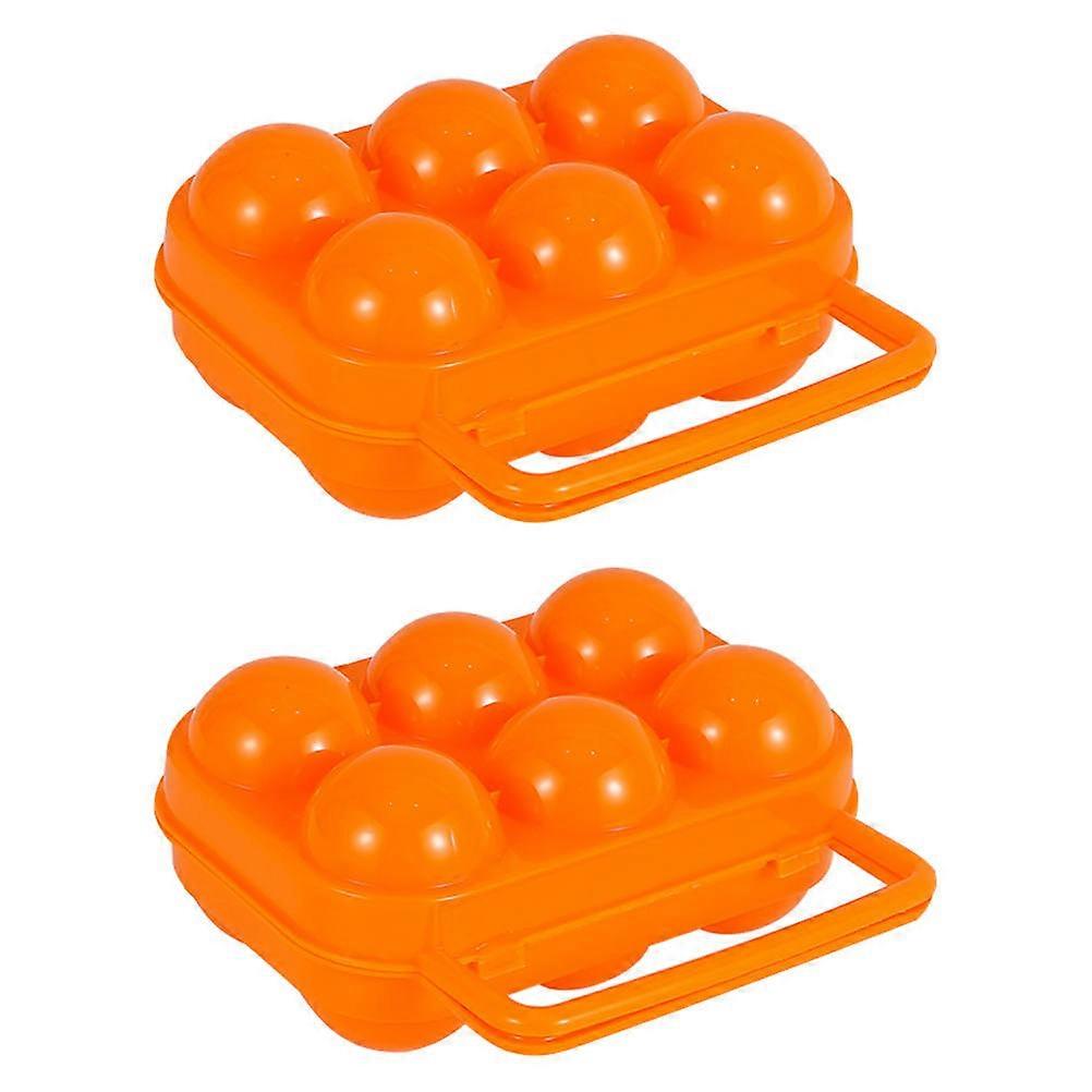 2pcs Egg Storage Boxes Outdoor Portable Egg Organizers Orange