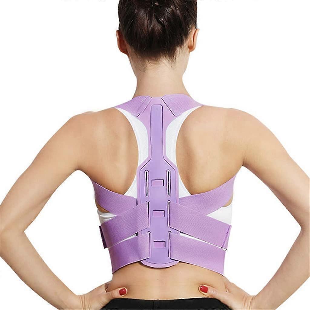 Brace Support Belt Back Shoulder Posture Corrector, Adjustable Lumbar Corset, Size M, Purple M Code