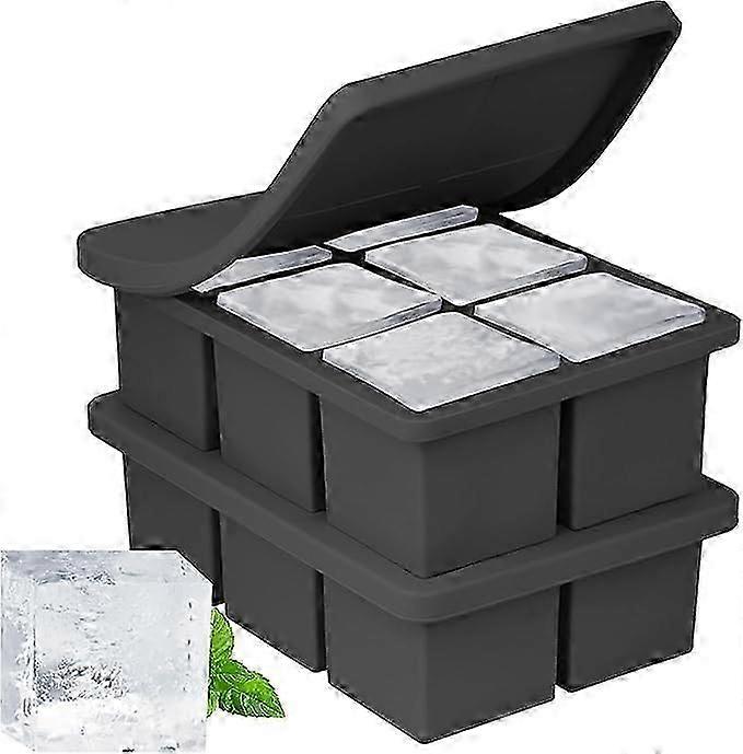 Large Ice Cube Tray 2-Pack Silicone Ice Cube Trays for Whiskey, Big Square Ice Trays for Freezing, Huge Ice Cube Maker for Cocktails