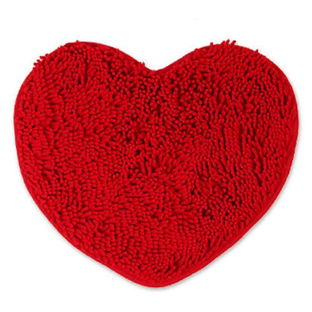 Plush Heart-Shaped Chenille Small Rug Anti-Slip Door Mat