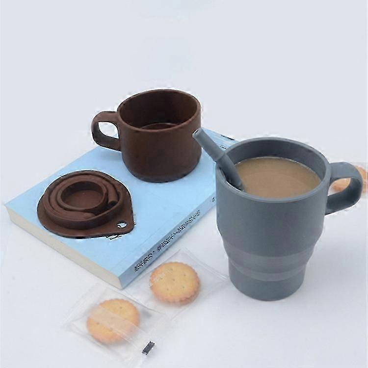 350ML Silicone Folding Water Cup with Lid and Straw