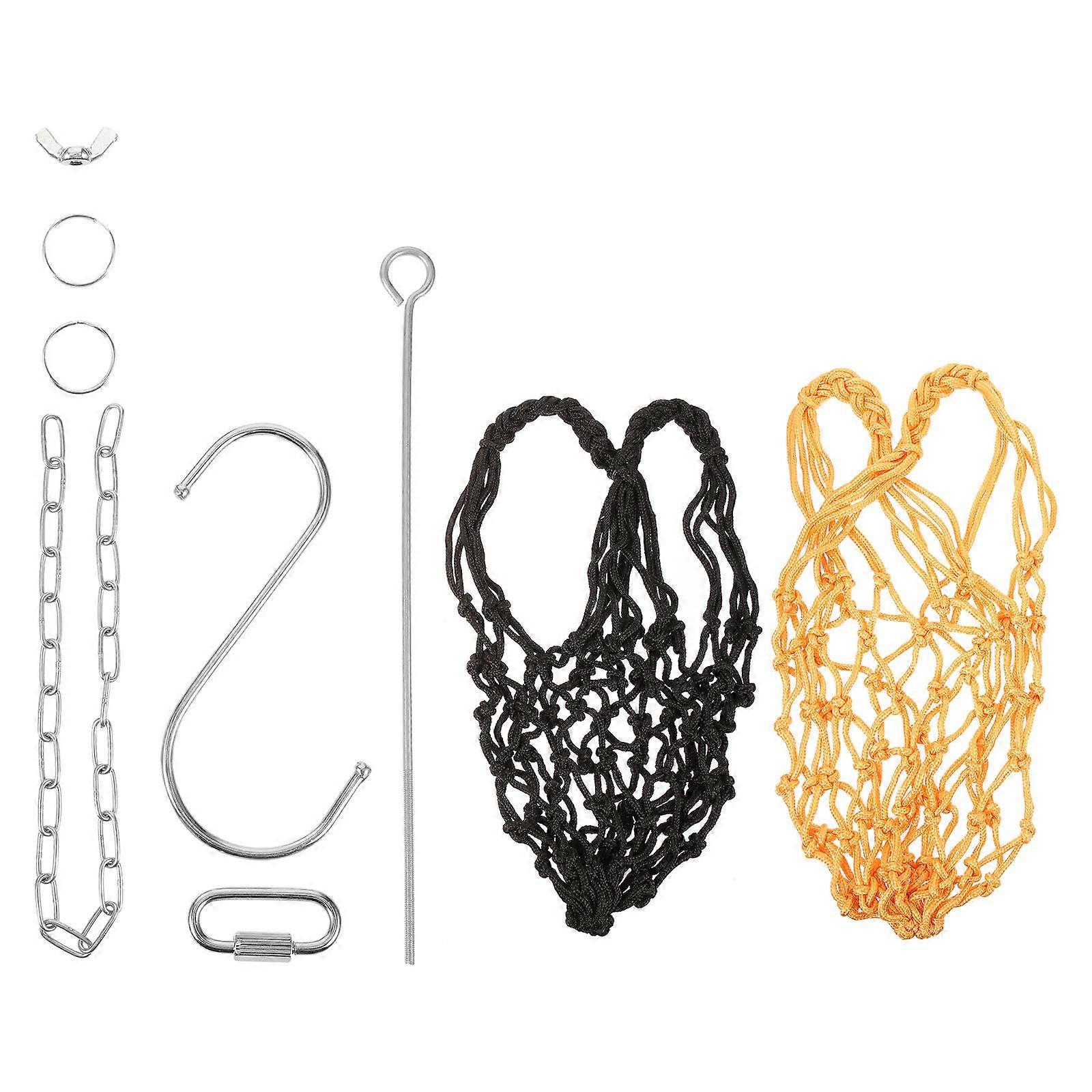 Poultry Vegetable String Bag Hen Feeding String Bag Chickens Hanging Prevent Food Waste Nylon Mesh 1Set