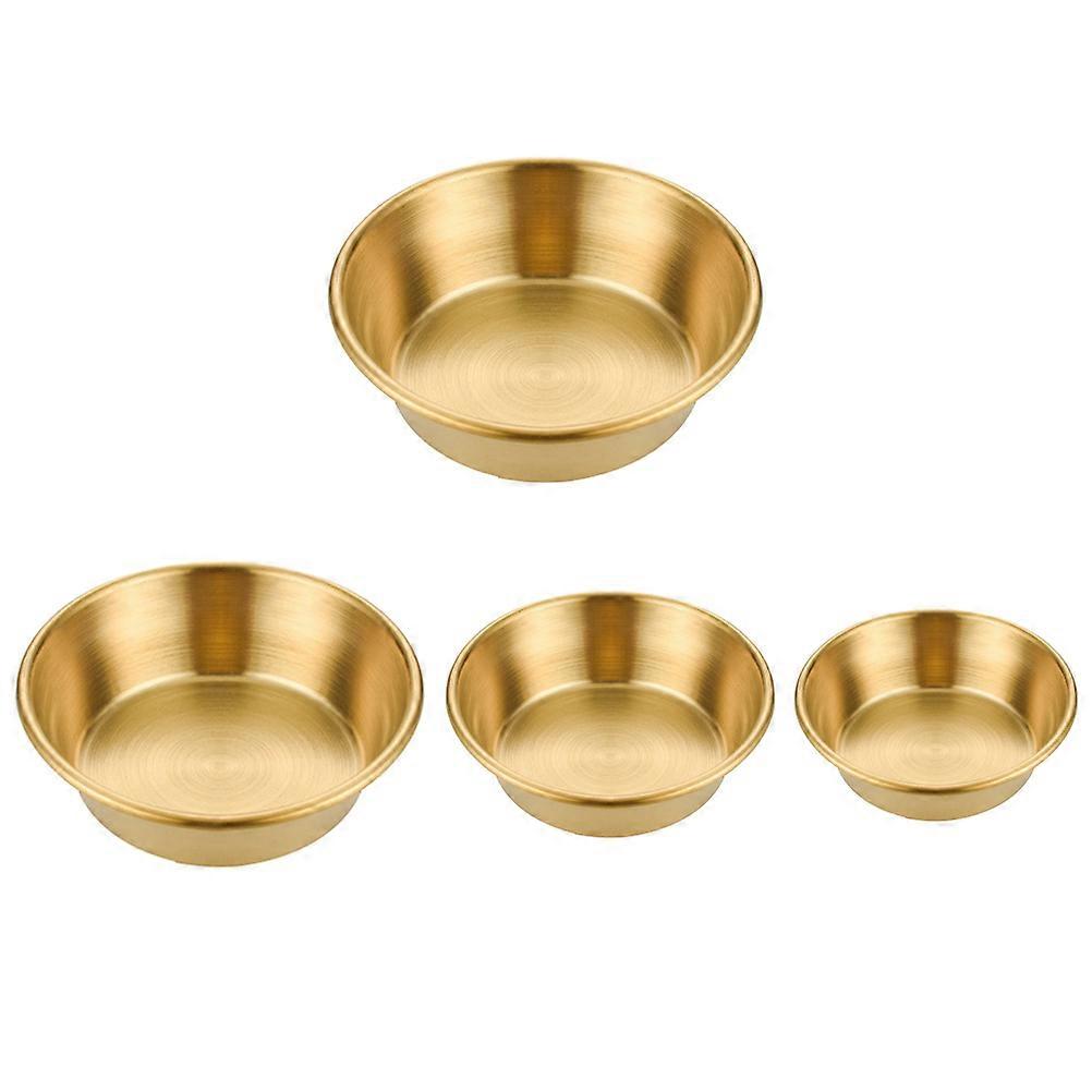 Dipping Bowls Golden 8Cm Condiment Dishes For Barbecue 4Pcs