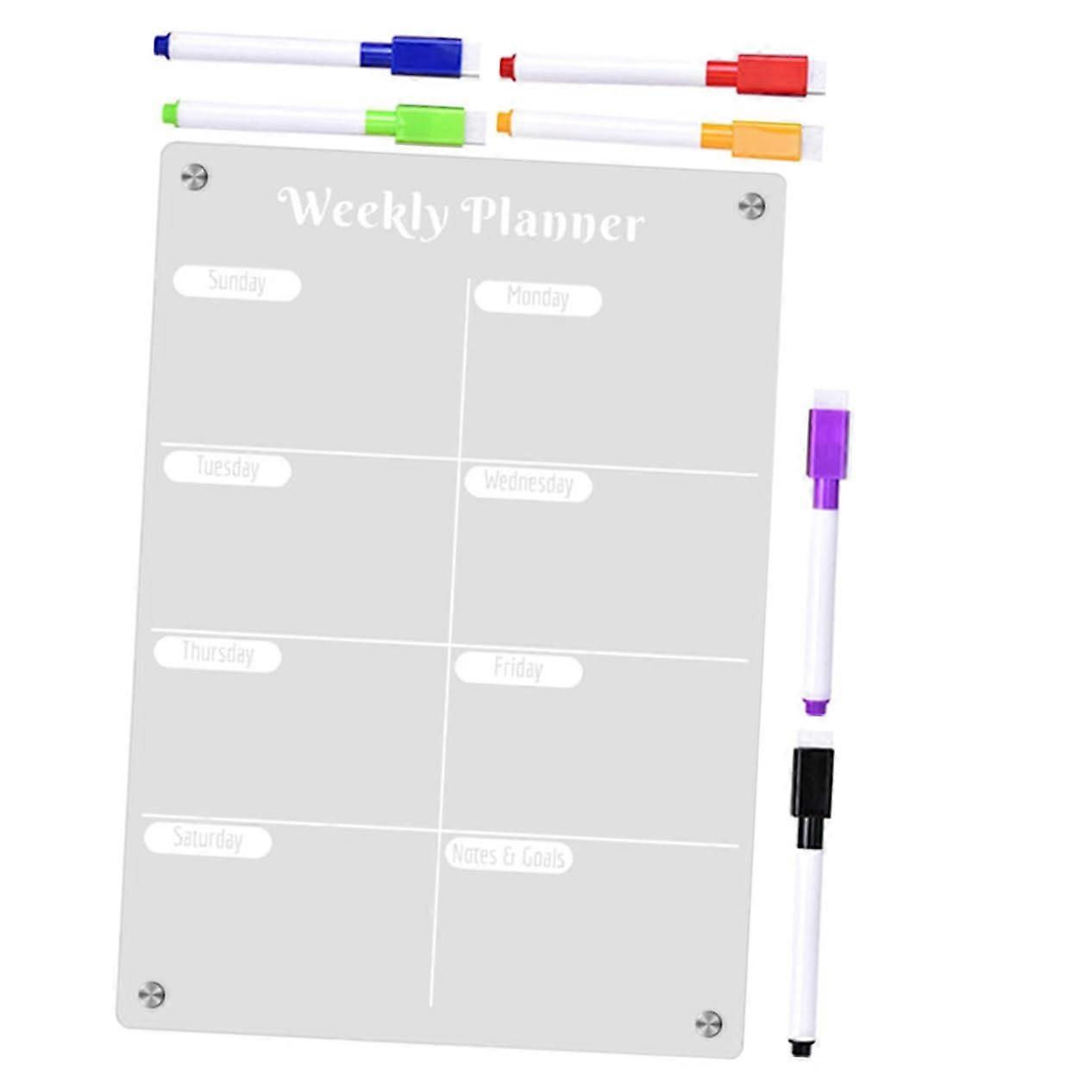 Magnetic Acrylic Whiteboard For Fridge 1-Set Weekly Planning Dry Erase Transparent Note And Task Board