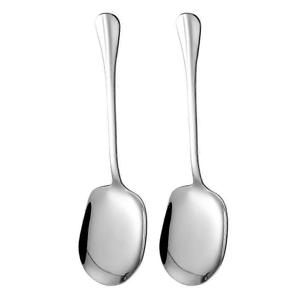 Big Spoon Comfortable Handle Design For Cooking Eating And Photo Prop Silver 2Pcs