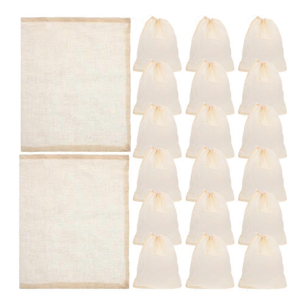 Stew Seasoning Drawstring Bag Spice Bags Reusable Design For Cooking Beige 25.00X20.00X0.10CM Straining 30Pcs