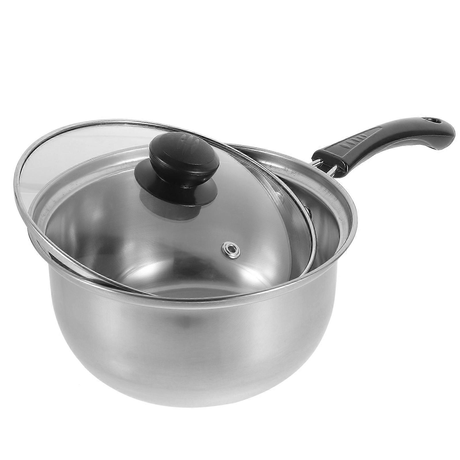 Steel Pan With Lid Non Stick Cooking Pot Home Use Silver 32.5X18CM Heats Up Quickly 1Set