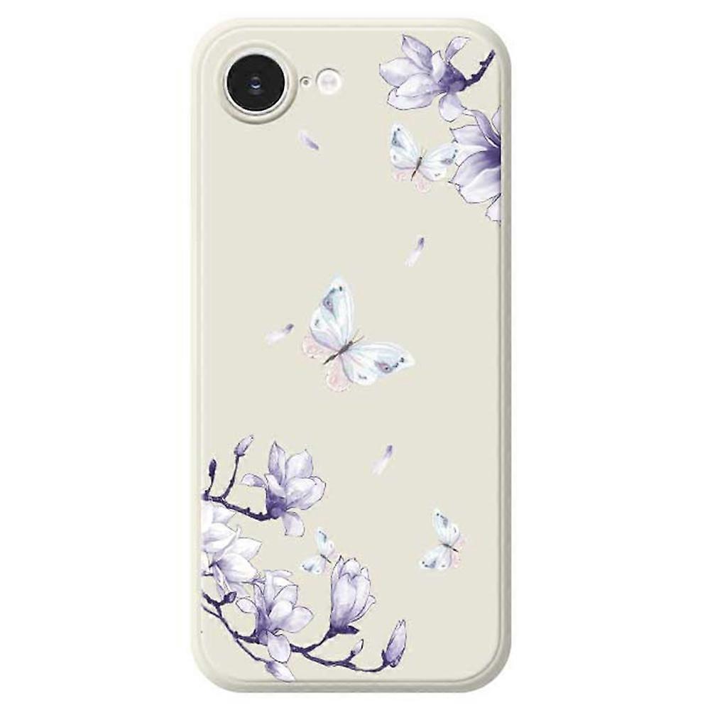 For iPhone 16e Case Butterfly Magnolia Pattern Printing Straight Edge TPU Phone Back Cover