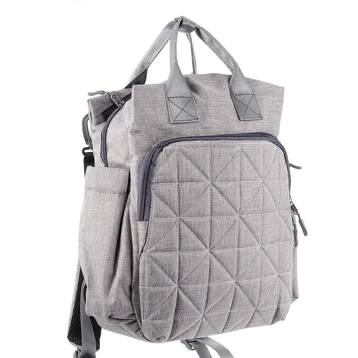 Outdoor Diaper Bag Backpack Multi Function Nappy Bag with Compartments Travel Daily Use Versatile Grey Quilted Design for Moms