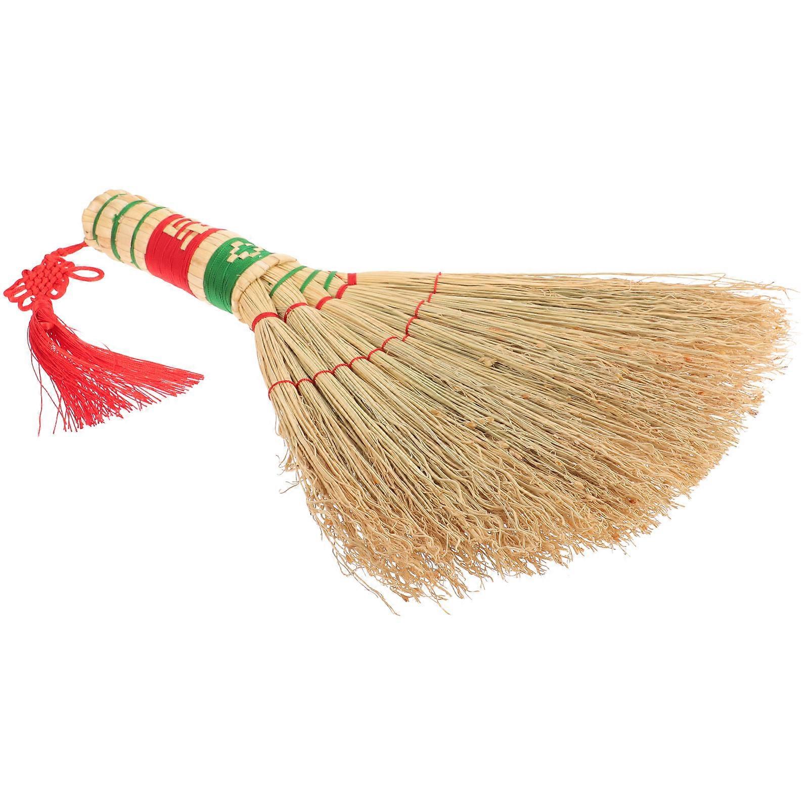 Manual Broom Chinese Handle Broom for Home Use Khaki 27x27cm Cleaning 1Pcs