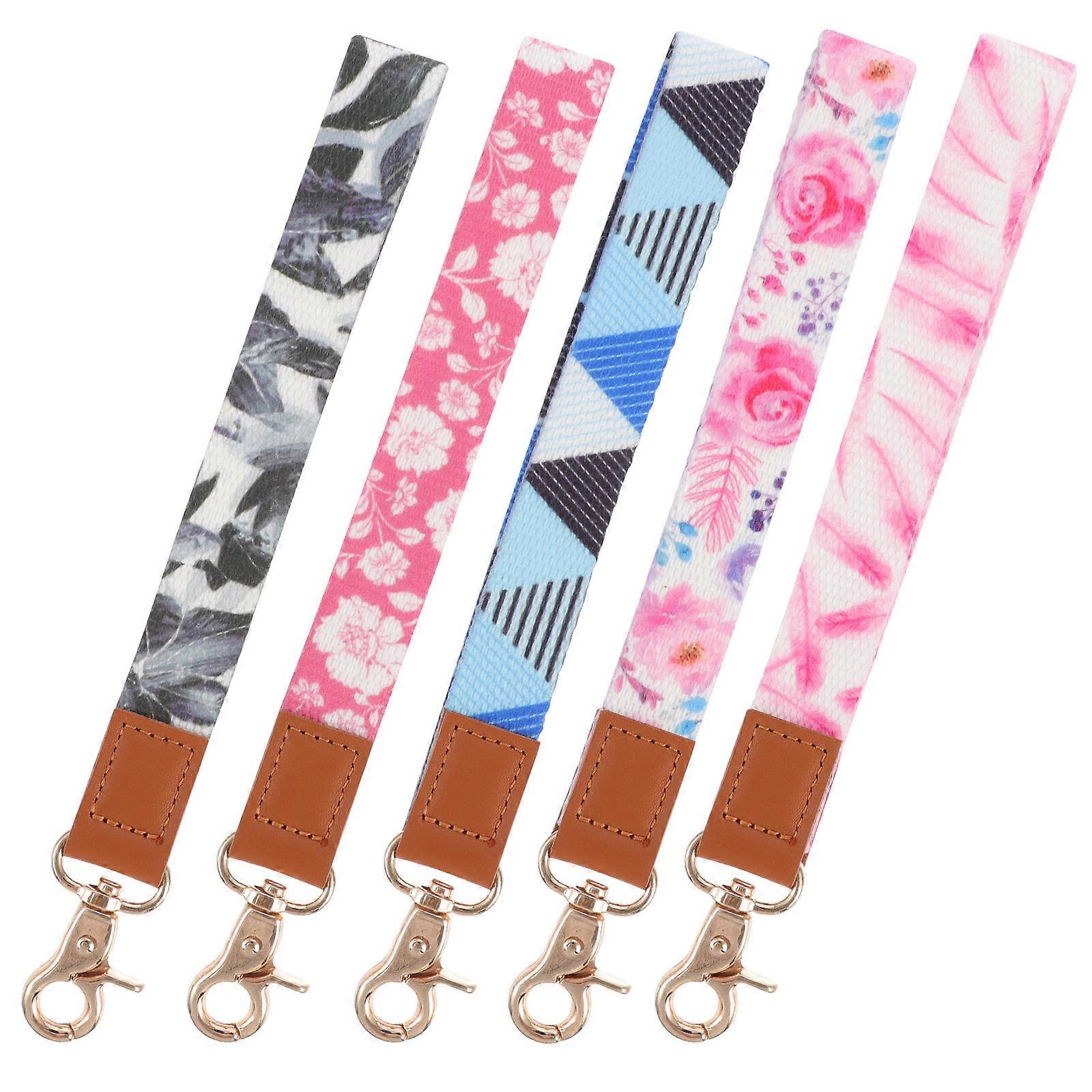 Wristlet Keychain Lanyard For Keys Colored Wristlet Everyday Use Polyester Alloy Practical Design 5Pcs